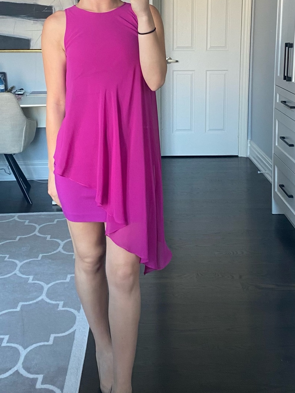 Ted Baker Fuchsia Asymmetrical Overlay Dress